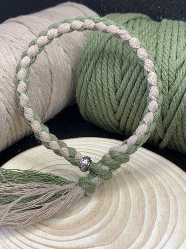macrame 3mm cotton cord bracelet , Tibetan Ornament Braided Bracelet, Unisex - Picture 8 of 8