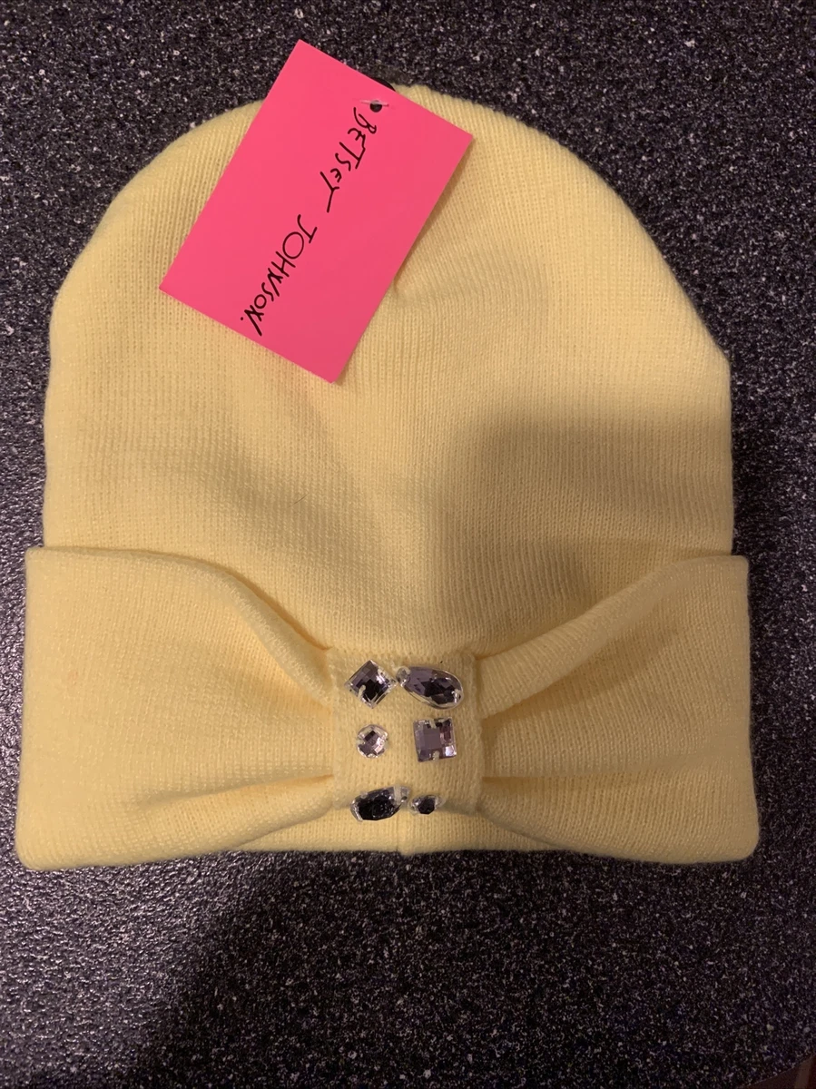 BETSEY JOHNSON Bright Yellow Bling Bow Beanie Ski Hat Unique One