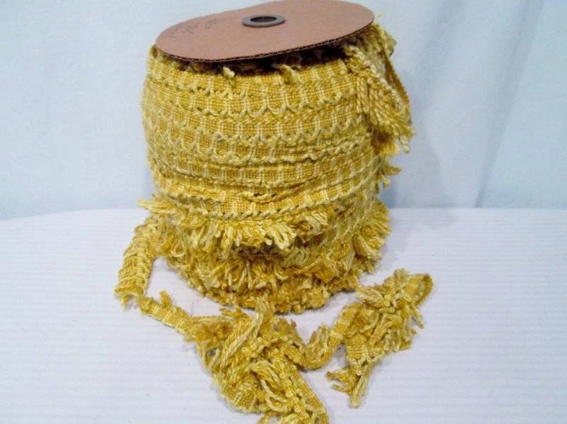 Cortinas de tapicería de tela GIMP de colección años 50 60 flecos de oro amarillo 5 yardas 2,25" Foto 2 de 4