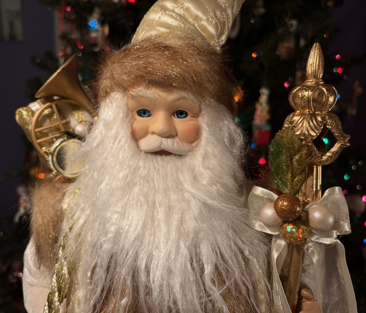 North Pole Trading GOLDEN SANTA 17” Figure: Sack Of Instruments
