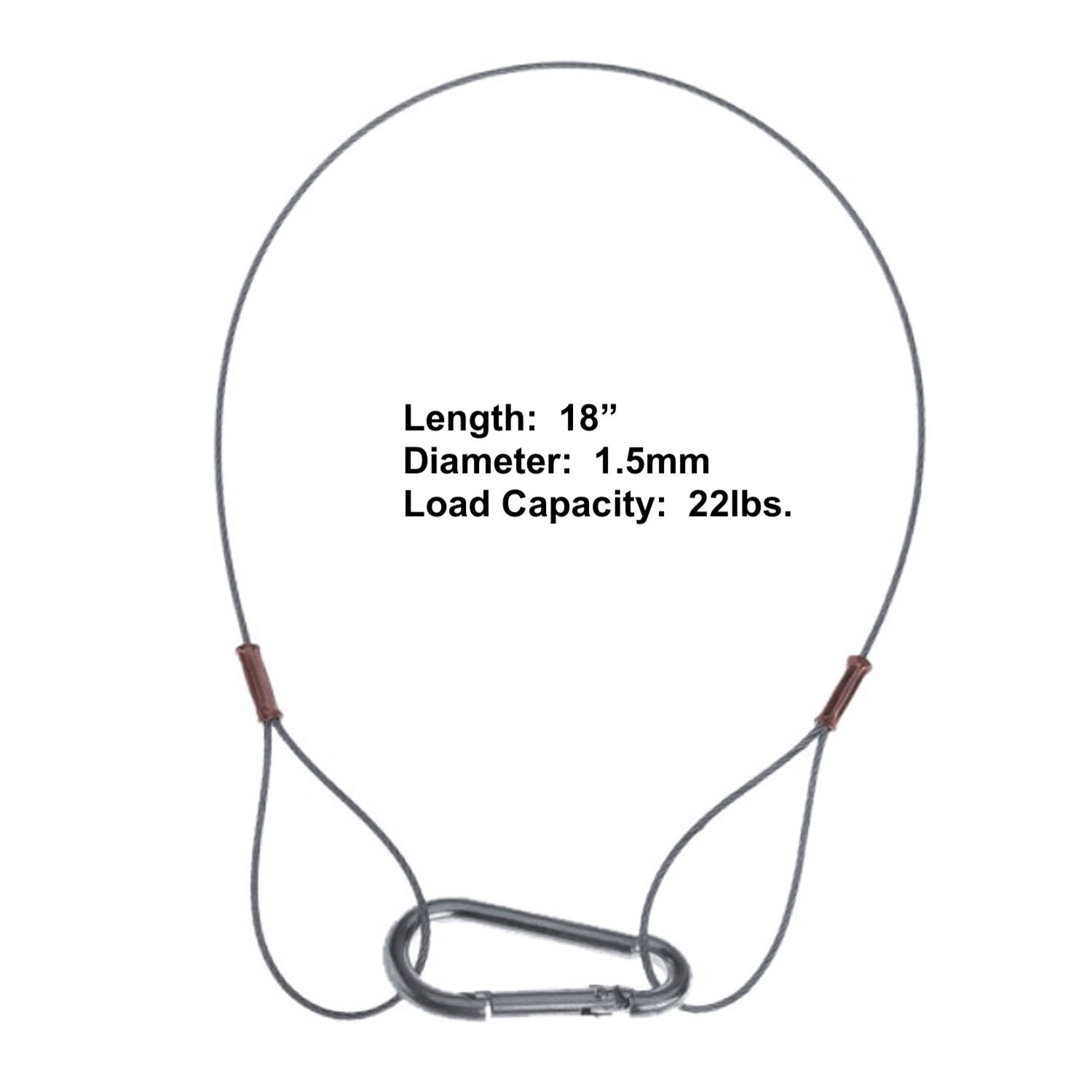 Silver Steel 18in. 1.5mm Safety Cable Wire Stage DJ Light Security Wire