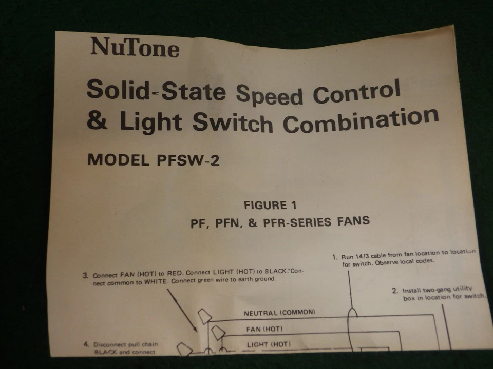 NOS Nutone PFSW-2 Control for Lighted Ventilation Fans Switch -For Parts/Defect - Image 2 of 4