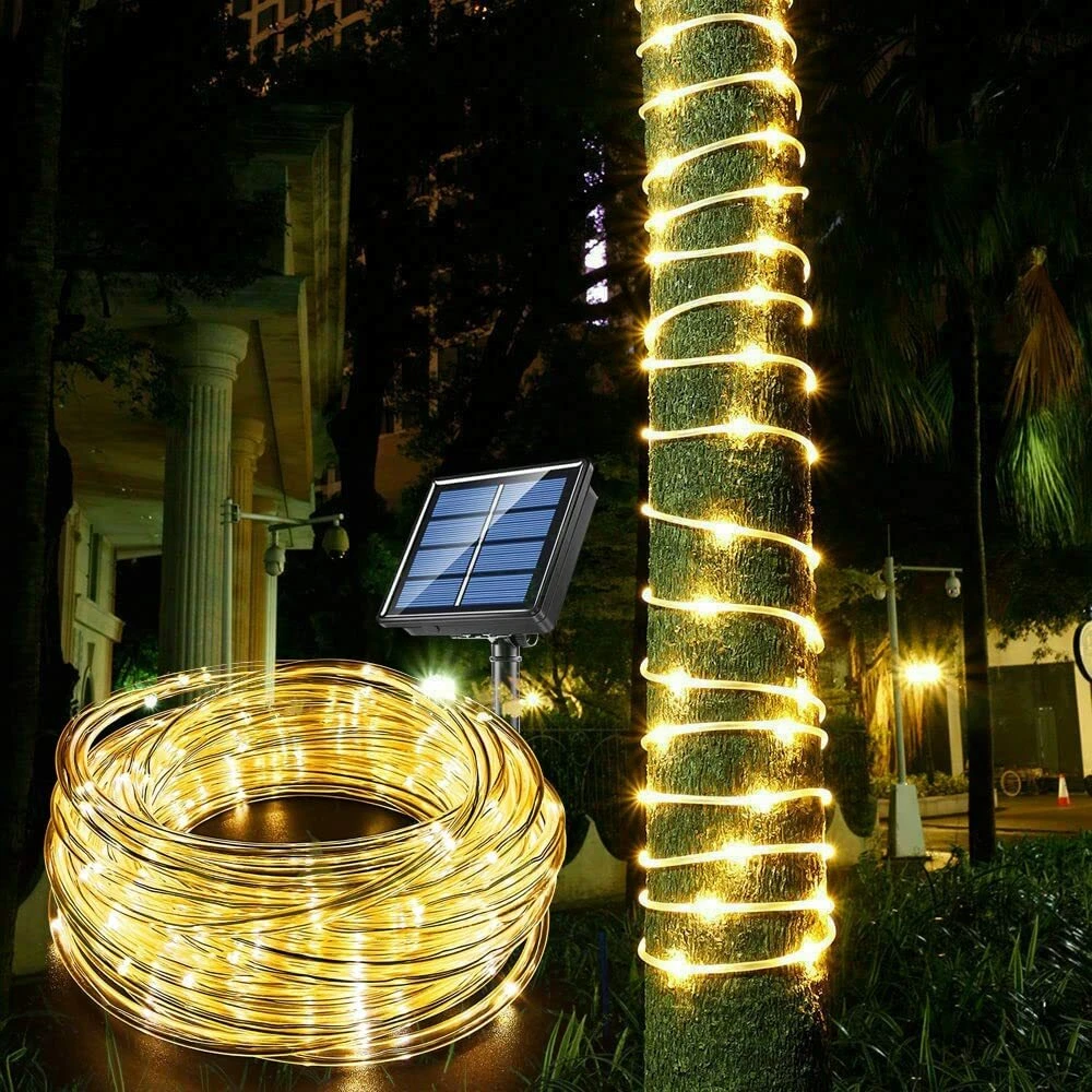 Solar powered outdoor rope lights deals
