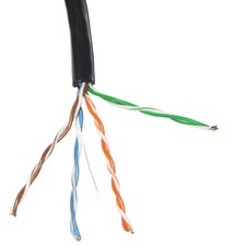 20m Black External Outdoor Cat5e Cable - Solid 4 Pair UTP Wire 100% Full Copper