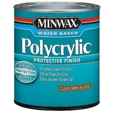 1/2 pt Minwax 24444 Clear Polycrylic Water-Based Protective Finish Semi-Gloss