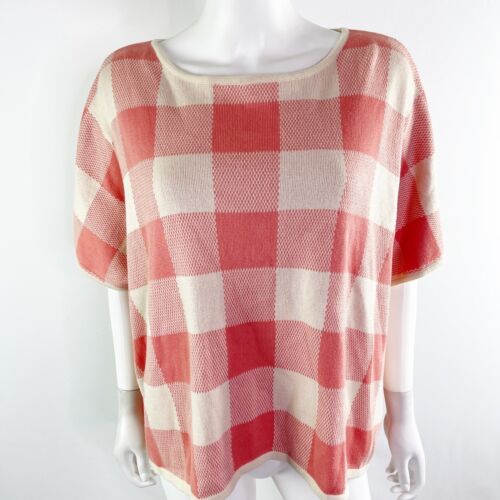 Anthropologie La Casita De Wendy PICKNICKER Poncho Sweater Size M Rose Checks - Picture 4 of 11