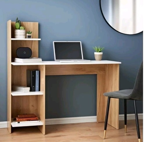 Scrivania Computer Studio Tavolo Scrittura Scaffali Casa Ufficio Legno Workstation Portatile - Foto 2 di 3