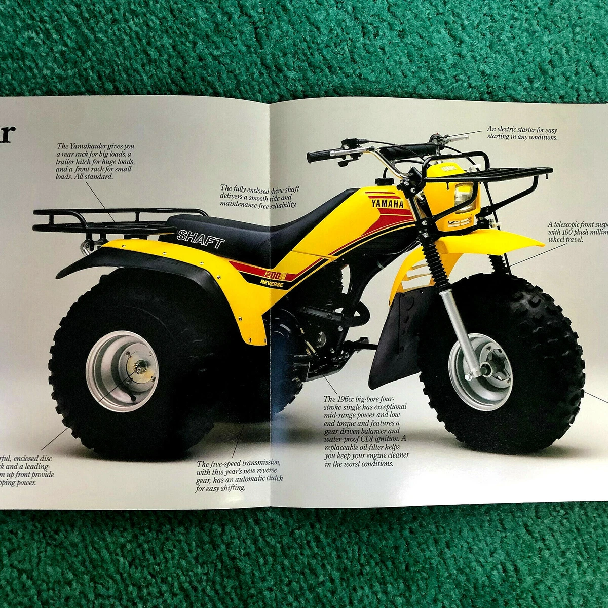1985 YAMAHA MOTORCYCLE BROCHURE YTM 200 TRI MOTO 3 WHEELER