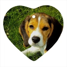 Beagle Puppy Dog Christmas Ornament Heart Shaped Animal Canine Pet Gift