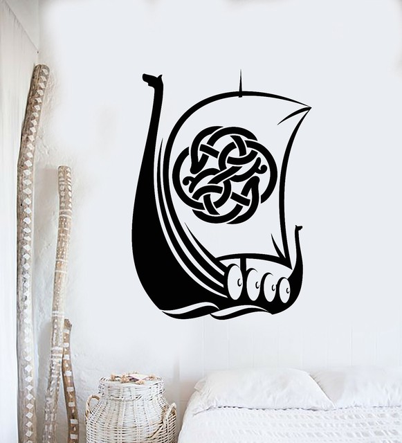 Vinyl Wall Decal Viking Ship Drakkar Middle Ages Sea Ocean Stickers
