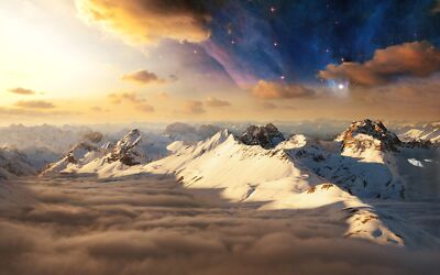 Anime Cloud Earth Landscape Sky Starry Sky Stars  Gaming Mat Desk 3278