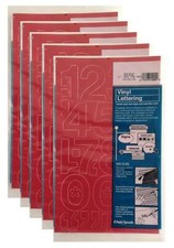 Chartpak 2-inch Red Stick-on Vinyl Numbers 01152 , 5 PACKS