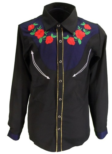 Mazeys Mens Black Western Cowboy Rose 