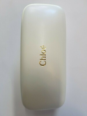 Chloe Sunglasses Eyeglasses Hard Shell Case White Leather Gold Sun
