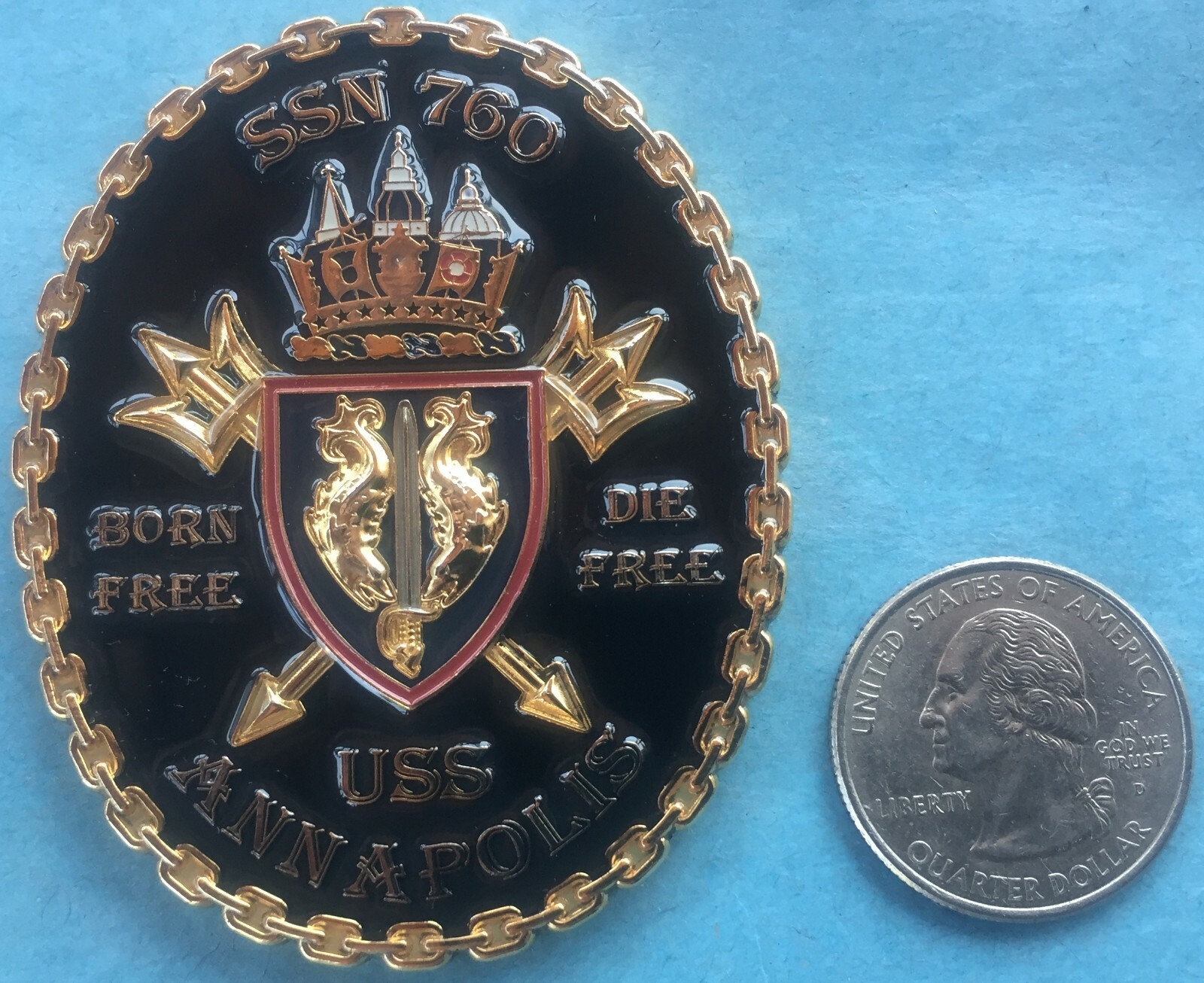 US NAVY CHALLENGE COIN - USS ANNAPOLIS (SSN-760) CHIEF OF THE BOAT (COB)-image