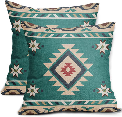 Sweetshow Western Native American Throw Pillow Covers 18X18 Inch Turquoise Blue 