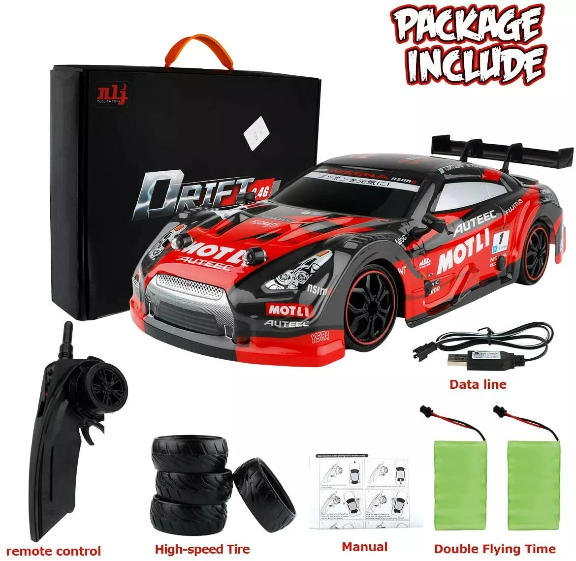 GT-S Voiture RC DRIFT 1/10 RTR 70 KM/H avec 2 Batteries