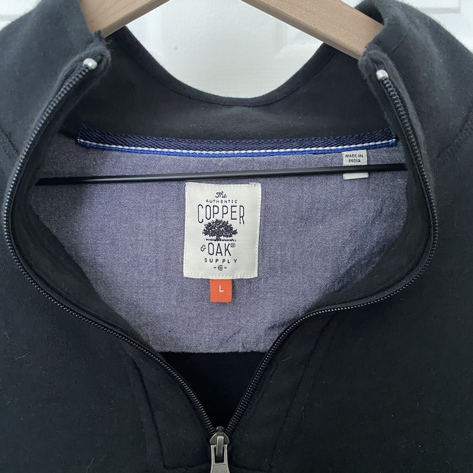 Copper & Oak Sweater Black Quarter Zip Long Sleeve Pullover Golfing Men