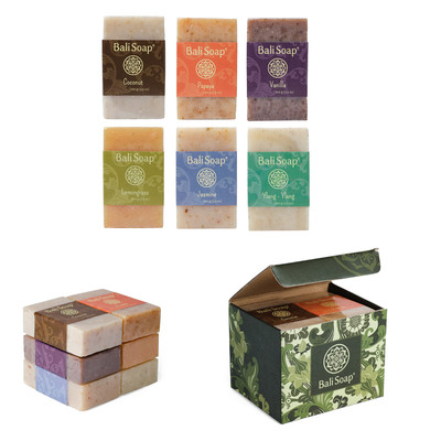 Green Collection 6 Pc Natural Soap Bar Gift Set, Face & Body Soap (Coconut, Papa