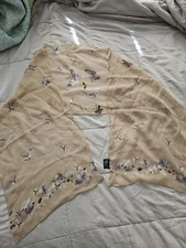 Cejon Accessories 100% Silk Floral Butterfly Print Sheer Scarf