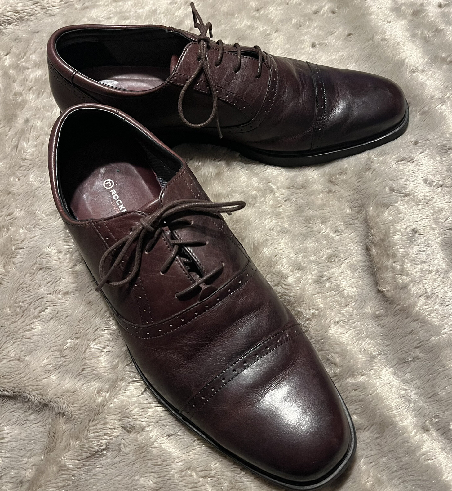 SAOLA Scarpe Oxford Brogue eleganti Rockport Total Motion in pelle marrone da uomo taglia 11 5