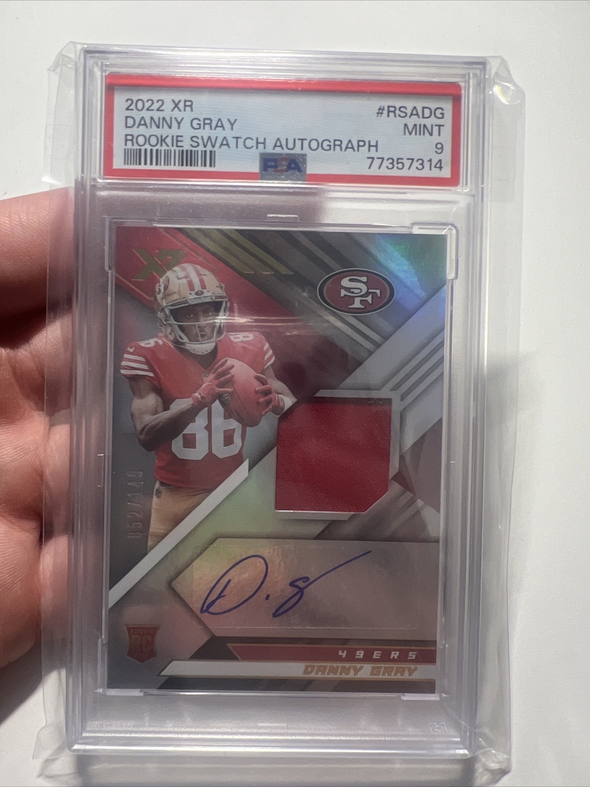 Danny Gray Panini XR Rookie Swatch Autographs #RSADG Base