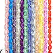 CRACKLE GLASS BEADS OVAL 7x4mm EXCLUSIVE COLOR 