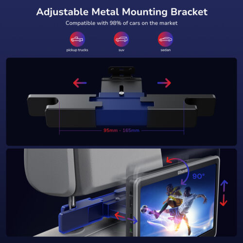 2 x10,1" Bildschirm Auto Kopfstütze DVD Player Monitor TV für Kinder HDMI USB SD + Headsets - Bild 11 von 12