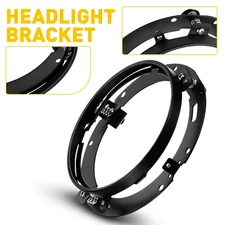 Steel 7" Headlight Mounting Bracket For Motorcycle 07-16 Jeep Wrangler JK Black