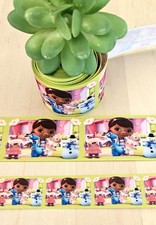 7/8  1.5" 1 YD Doc McStuffins Grosgrain Ribbon Polka Dots