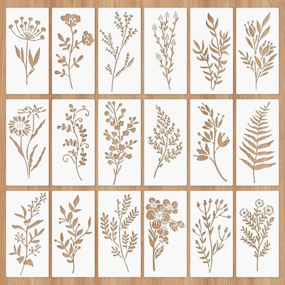 18 Stück wildblumen Schablonen Malen auf Holzplatten Wiederverwendbar Blumen zum