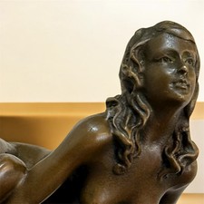 Vintage Bronze Sculpture Statue Woman Marble Deco Juno Rare Decor Sport 20th