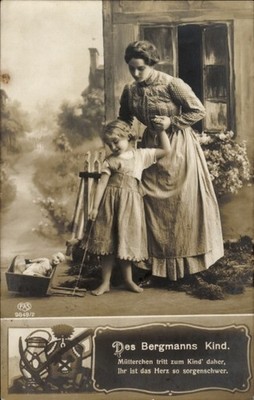 Ak Bergmanns Kind, Mutter mit Tochter - 11525293