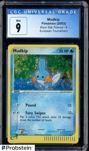 2003 Pokemon Black Star Promo European Tournament #5 Mudkip CGC 9 MINT