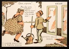 CP330 - Satirical Postcard, Effects of Water 1930, Montecatini Terme