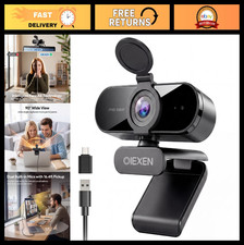 1080P Webcam with Microphone, Noise Reduction, 90  Wide Angle, Privacy Cover, US
