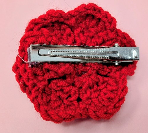 Handmade Crochet Flower Hair Clip - Colombian Wool - Exclusive Gift Barrette - Picture 5 of 16
