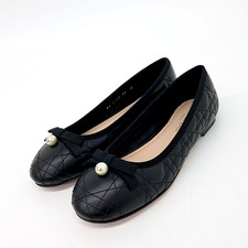 Christian Dior Cannage Flat Shoes Black Leather Made in Italy
