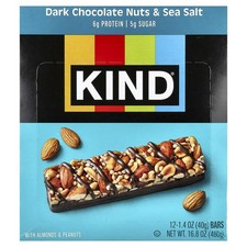 Nut Bar, Dark Chocolate Nuts & Sea Salt, 12 B...