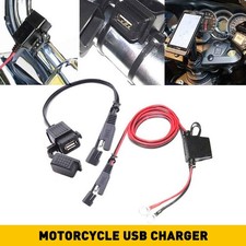 Motorcycle USB Charger SAE Waterproof USB to Cable Adapter Socket Battery