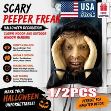 Scary Peeper Freak Halloween Decoration Clown Indoor and Outdoor Window Hanging 