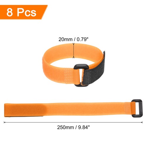 8Pcs Battery Tie Down Straps,0.8x10" Orange Nylon Hold Down Hook Loop Strap - Afbeelding 2 van 6