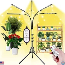 5-Head Adjustable LED Grow Light - Full Spectrum Indoor Lamp with Timer & Glow