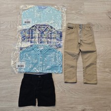 Spring Outfits Boys Size 4 Lot of 5 Button Down Shirts Plaid NEW Pants Shorts