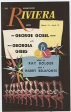 George Gobel Georgia Gibbs Postcard Riviera Hotel Ray Bolger Harry Belafonte