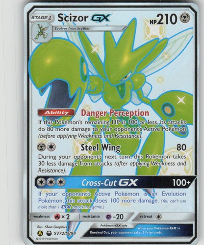Pokemon Scizor GX SV72/SV94 Hidden Fates: Shiny Vault Holofoil ShHR NM