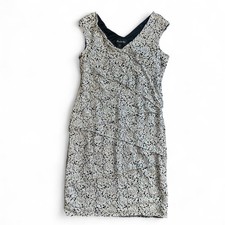 Scarlett Nite Floral Black & Silver Sequin Mini Dress – Size 14