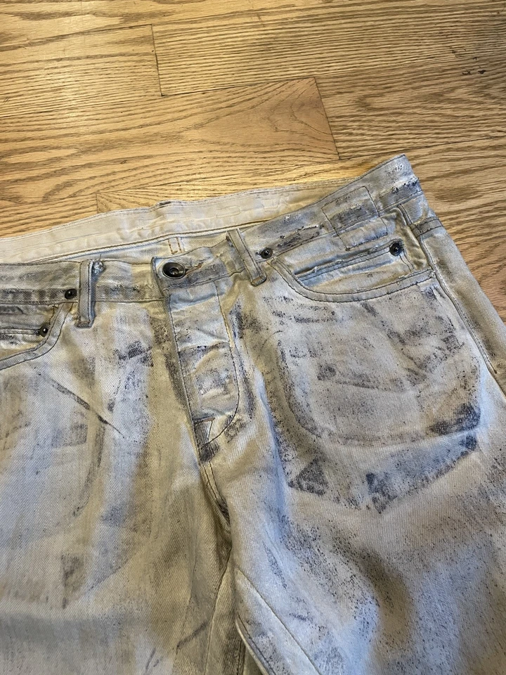 Rick Owens DRKSHDW SS10 “Gravel” Distressed Wax Denim - Image 4 of 4