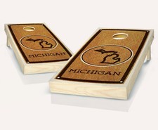 Michigan State Cornhole Boards Stained Wood 2x4 Frame Foldable Legs