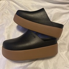 Crocs Dylan Platform Clog Black Leather Look Mule Shoes Womens Size 8 NEW
